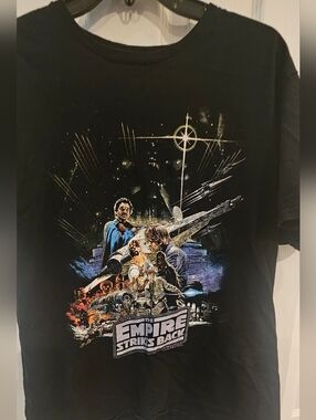 Star Wars Black Empire Strikes Back Graphic Tee with Multicolor Print